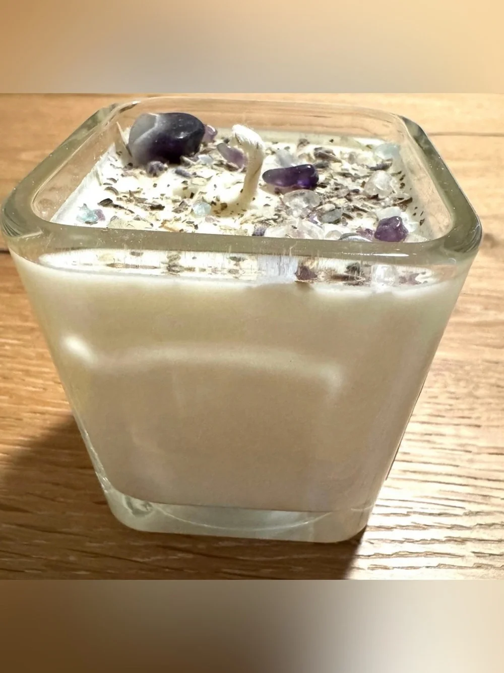 New Moon Beginnings Peaceful Home Crystal Soy Glass Candle 7.5 ounce New